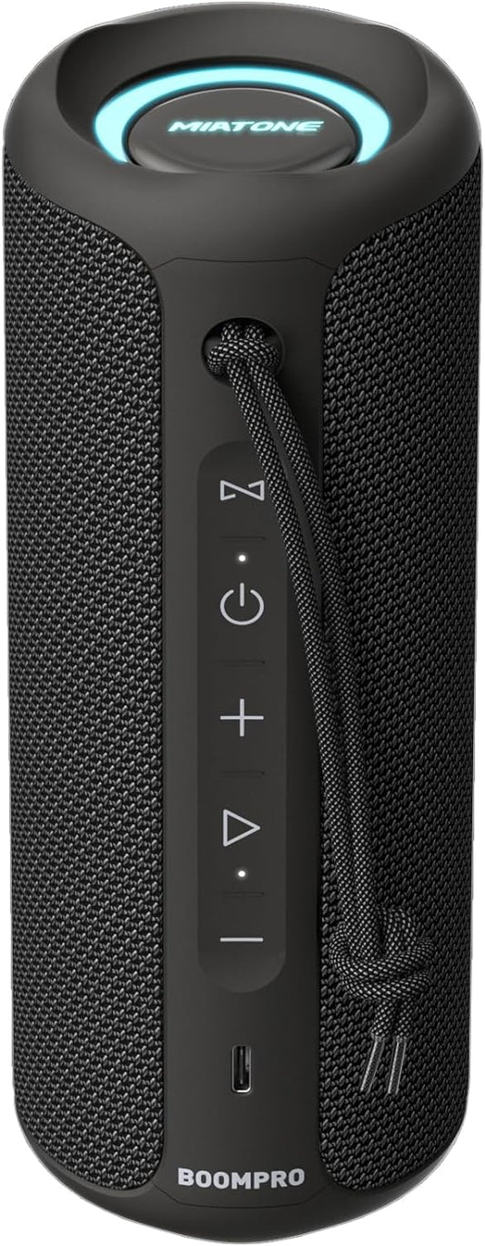MIATONE Bluetooth Speakers 36W Portable Speaker with Stereo Sound Bass, Bluetooth 5.3 Wireless USB Type C Outdoor, 5000mAh 24H Playtime IPX7 Waterproof, Boy Friend Gifts for him (Black)