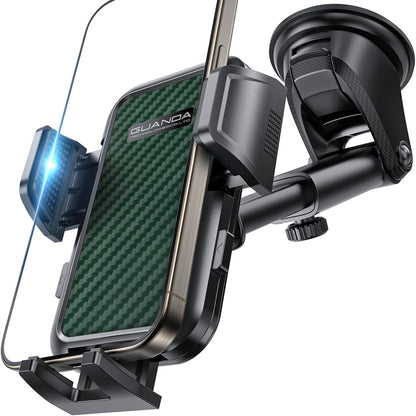 [2025 New] Dashboard Phone Holders for Your Car [Military Grade Stable] Phone Holders for Your Car, Non-Slip Silicone Carbon Fiber Car Phone Mount, Rotatable Suction Cup for All Phone, Green