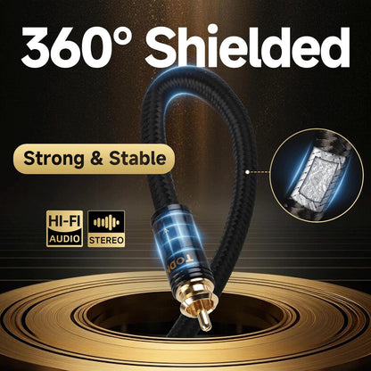 TODN Audiophile RCA Cables 3ft HiFi RCA Audio Cable Male to Male with Sliver-Plated O-C-C Core for Home Stereo System (3 ft/1m, 1 Pair)