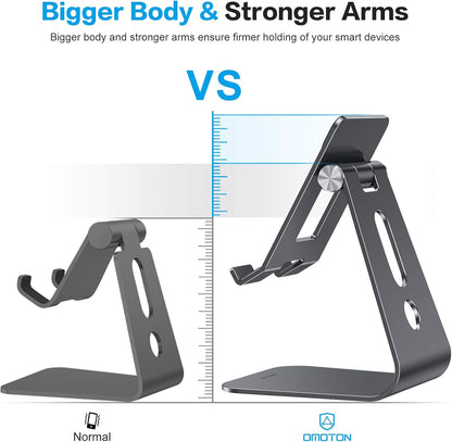 OMOTON Adjustable Tablet Stand for Desk, Upgraded Longer Arms for Greater Stability, T2 Tablet Holder with Hollow Design for Bigger Sized Phones and Tablets Such as iPad Pro/Air/Mini, Black
