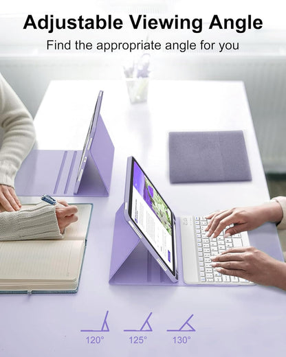 D DINGRICH Keyboard Case for iPad 10th Generation(10.9", 2022), Rechargeable Detachable Wireless BT Keyboard, Smart Folio Protective Cover with Pencil Holder for 10.9 inch Apple iPad 10th Gen, Purple