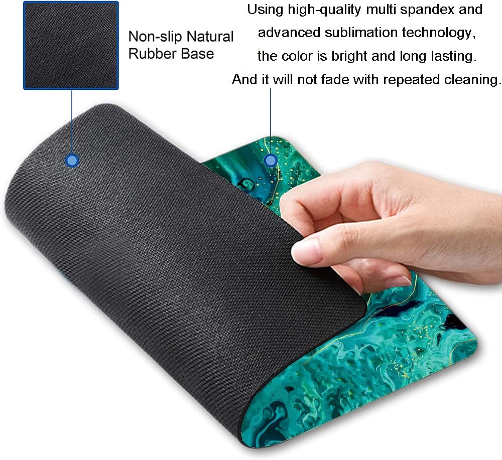 Mouse Pad, Green Marble Mouse Pad, Square Washable Cloth Personalized Mouse Mat with Design, Gaming Office Home Non-Slip Rubber Base Computer Mousepad