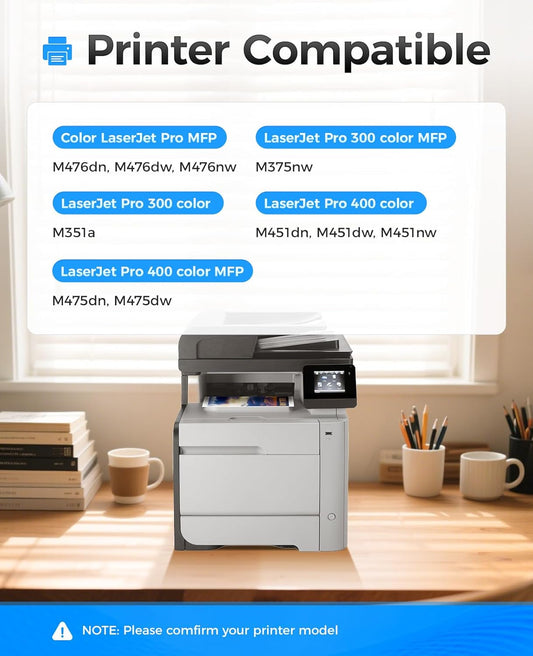 312X 312A Toner Cartridge Set 4-Pack Replacement for HP 312X 312A 305A 305X for Laserjet Pro 400 Color MFP M475dn M475dw M451dn M451dw M451nw Pro 300 M375nw M351a M476dw M476nw M476dn Printer Ink