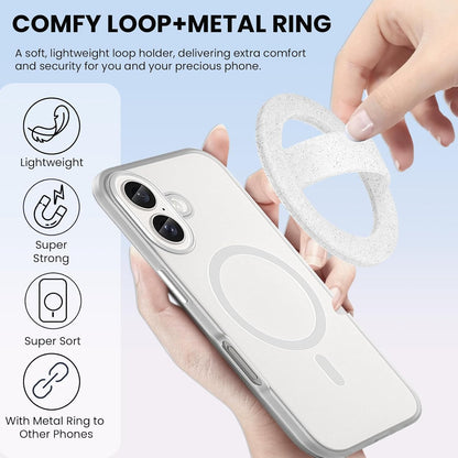 Magnetic Silicone Ring Grip Phone Holder, Loop Grip, Compatible with Magsafe for iPhone 12 Series (White sparkle)
