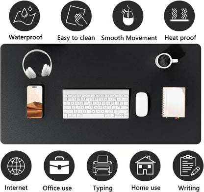 PU Leather Desk Pad Protector Gaming Mouse Pad Non Slip Desk Mat for Keyboard and Mouse Waterproof Desk Writing Pad for Office and Home Desk Accessories(Black, 23.6 * 11.8)