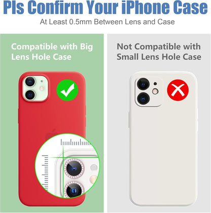 AGVEE 3+3 6 Pack for iPhone 12 Pro/12/12 Mini/11 Pro Max/11 Pro/11 Camera Lens Cover Protector, Diamond & Glitter Metal Ring 9H Tempered HD Glass Camera Protector, Bling-Pink