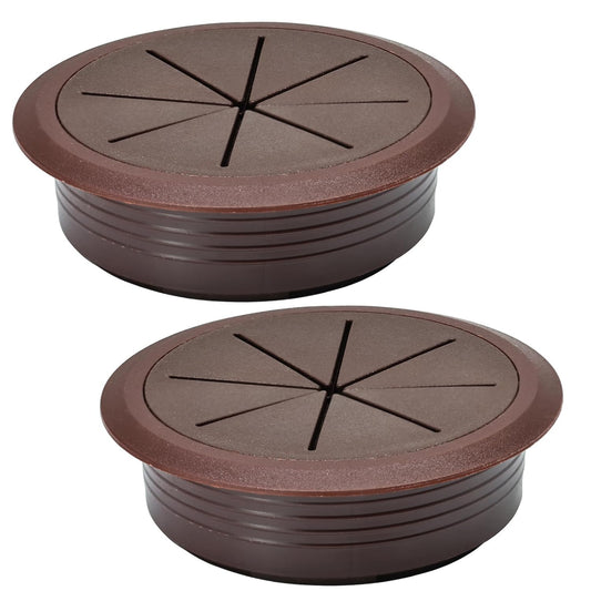 2 Pcs Desk Grommet 3-1/8" / 80 mm, Desk Hole Cover for Cables Coffee, Cable Grommet ABS Plastic, Desk Hole Grommet for Home & Office Pc, Detachable Cable Cord Organizer