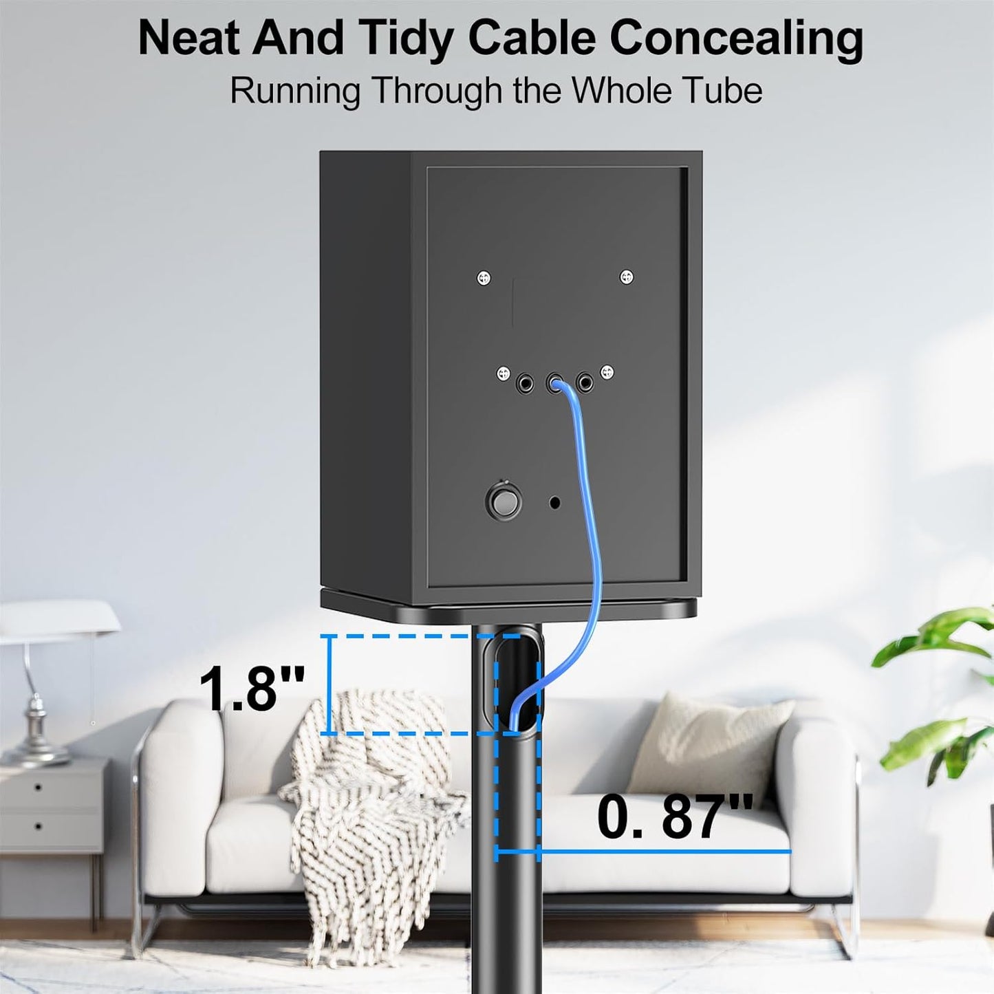 MOUNTUP Universal Speaker Stands Pair 28.3" to 37.4" Height Adjustable Floor Speaker Stands, Holds Bookshelf & Satellite Speaker Large Speaker, Up to 22LBS Cable Concealing 9.8" Plate Black MU9132-L