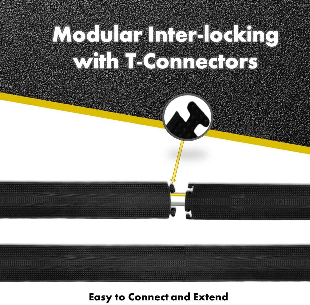 Kable Kontrol Drop Over Floor Cord Cover – 36” Inch Long 1 Channel Cable or Wire Protector – Rubber Ramp for Indoor and Outdoor Use – Black