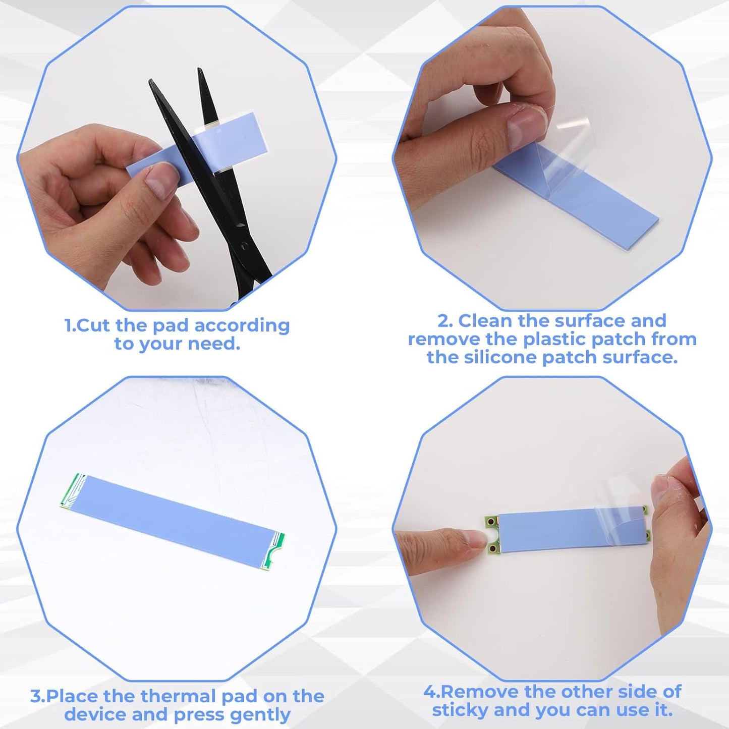 30 Pcs 2.6 * 0.8 Inches Silicone Thermal Pad Reusable CPU Thermal Pad Heat Resistant Conductive Silicone Pads Non Conductive Heat Resistance Cover for Laptop Heatsink CPU GPU LED Cooler