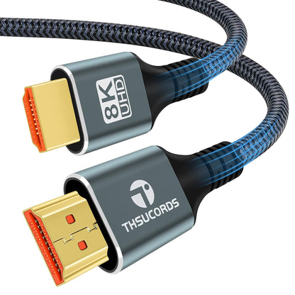8K 4K HDMI Cable 10FT, High Speed Braided HDMI to HDMI 2.1 Cord Supports 8K@60Hz, 4K@120Hz 144Hz 48Gbps Compatible with Roku TV/PS5/HDTV/Blu-ray