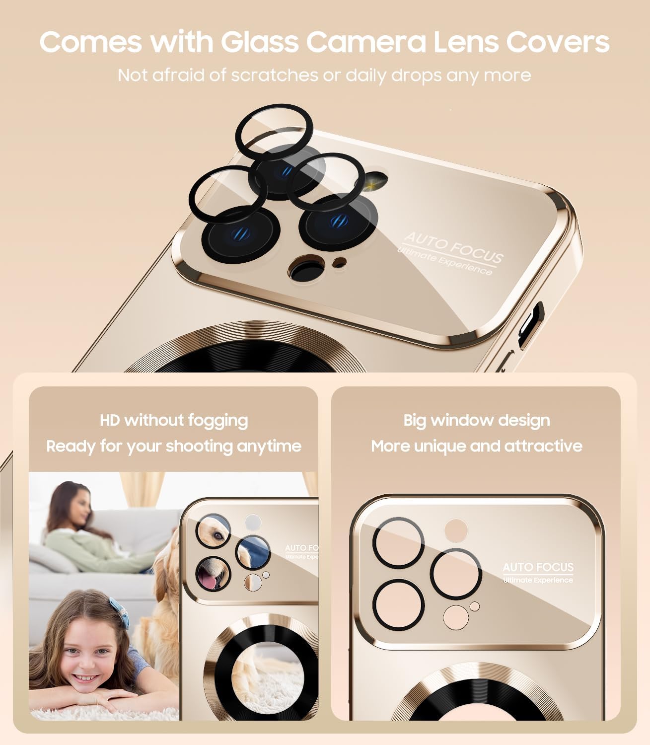 Magnetic for iPhone 12 Pro Max Case, Compatible with MagSafe, Built-in Camera Lens Protector, Logo View, Military Grade Drop Proof Phone Case Cover, Desert Titanium