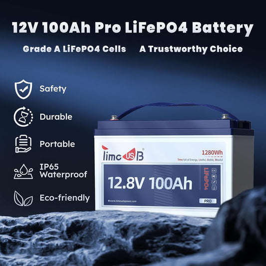 LiFePO4 Battery 12V100Ah Pro Group 31 Deep Cycle Battery with Upgraded 100A BMS Lithium Battery 4000-15000 Cycles 10-Year Lifetime for Off-Grid Applications RVs Marine Travel Trailer Camping