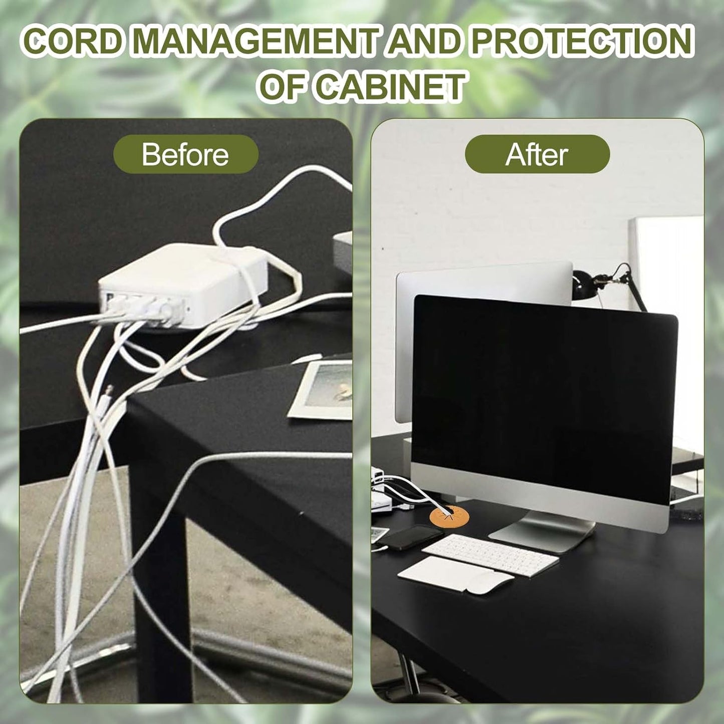 PATIKIL Desk Grommet 2-3/8", 4 Pcs Round Cable Grommet Cord Hole Cover with Adhesive Tape Flexible Table Wire Organizer for Office Home Table Countertop, White