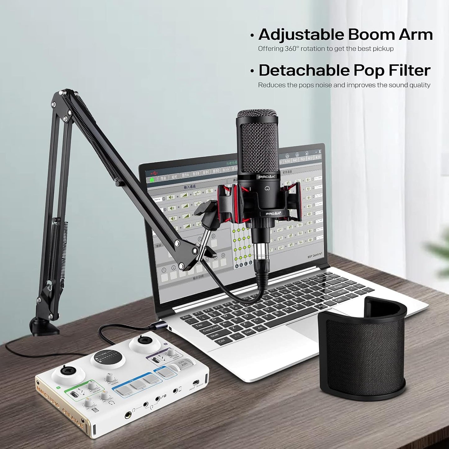Condenser Microphone XLR,Professional Studio Recording Microphone for Computer PC,Cardioid Podcast Mic Kit with Boom Arm,Gaming Microphone for Streaming,ASMR,Singing,Voice Over,Vocal,YouTube,Zoom