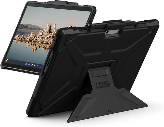 URBAN ARMOR GEAR UAG Designed for Microsoft Surface Pro 11/10/9 Case with Multi-angle Kickstand & Pen Holder Compatible with Type Cover Keyboard Rugged Protective Cover Heavy Duty, Metropolis SE Black