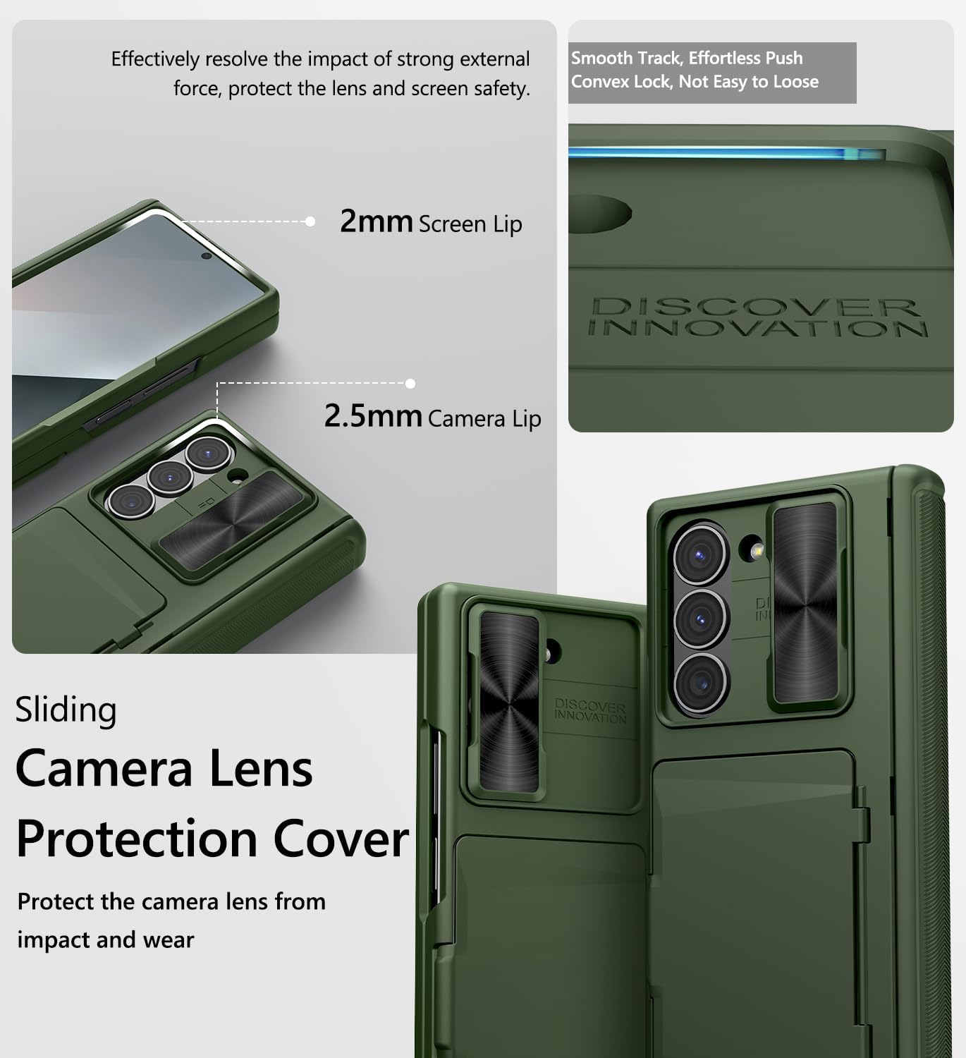 Vihibii for Samsung Galaxy Z Fold 6 Wallet Case with Card Holder & Camera Lens Cover & Hinge Protection & Front Screen Protector, Heavy Duty Rugged Phone Case for Samsung Galaxy Z Fold 6 5G, Green