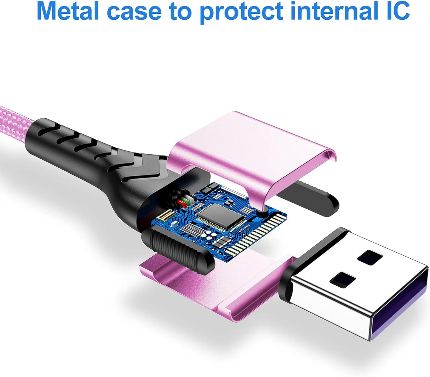 Durcord 2Pack 3ft USB A to USB C Cable, USB Type C Cord Cable for Android Phone Pad Laptop, Type C Charger Braided Compatible with iPhone 15 Pro/Plus/Max/Android/Phone/Pad-Rose Gold