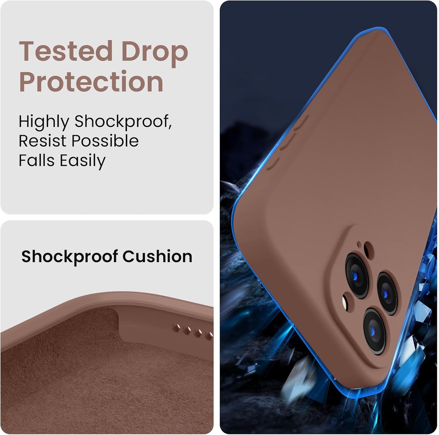 FireNova Designed for iPhone 15 Pro Max Case, Silicone Upgraded [Camera Protection] Phone Case with [2 Screen Protectors], Soft Anti-Scratch Microfiber Lining Inside, 6.7 inch, Light Brown