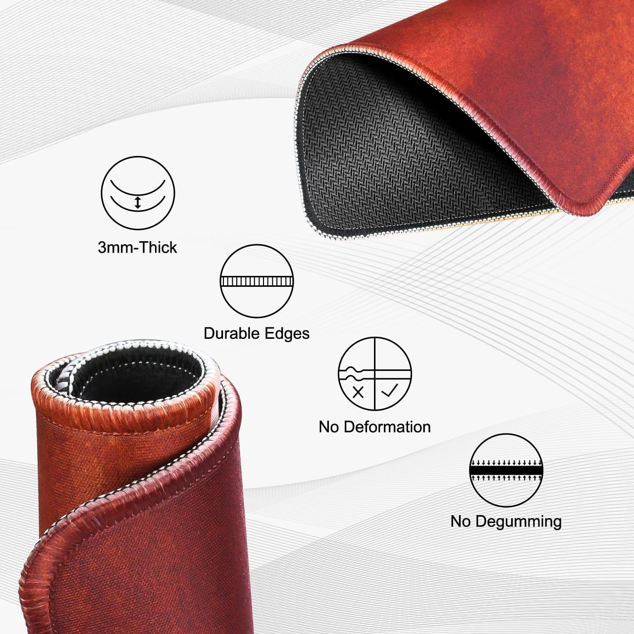 JIKIOU 3 Pack Mouse Pad with Stitched Edge, Comfortable Mouse Pads with Non-Slip Rubber Base, Washable Mousepads Bulk with Lycra Cloth, Mouse Pads for Computers Laptop Mouse 10.2x8.3x0.12in Boho