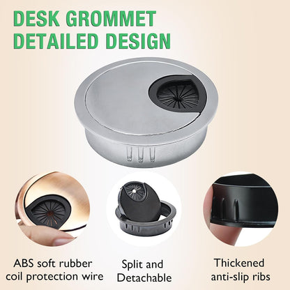 2 Pcs Desk Grommet 2-3/8" / 60 mm, Desk Cord Hole Cover, Cable Grommet Metal Zinc Alloy Materilal, Desk Hole Grommet for Home & Office Pc, Detachable Cable Cord Organizer-Bronze