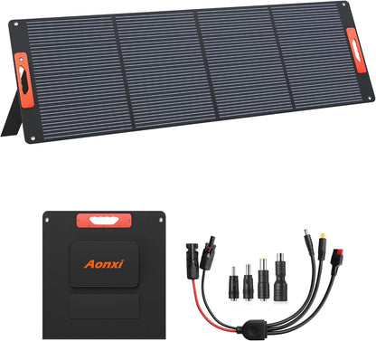 240W Portable Solar Panels for Power Station, Solar Angle Guide, Monocrystalline ETFE Foldable Solar Panel Charger with QC3.0 USB/Type-C, 20V DC Output Adjustable Kickstand for Outdoor Camping, RV