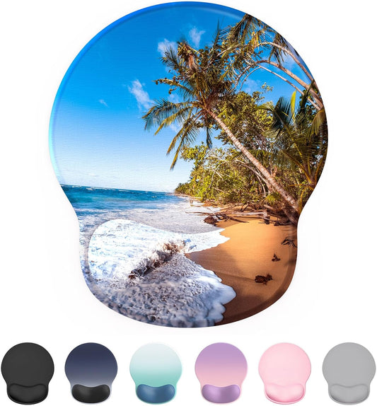 Ergonomic Mouse Pad Wrist Support, Comfortable Mouse Pad Wrist Rest, Relieve Wrist Pain Gel Mouse pad, Non-Slip Rubber Base Mousepad for Laptop, Computer(Beach)