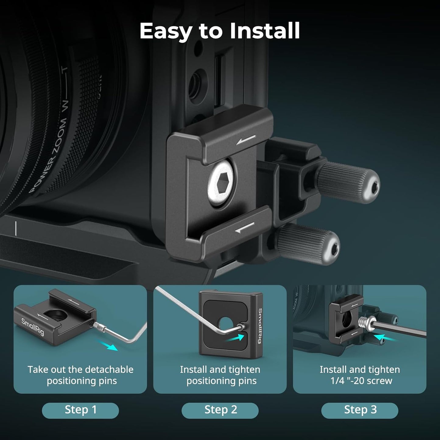 SmallRig Anti-Twist Cold Shoe Mount Adapter (4pcs) with 1/4"-20 Screws, for Flash LED Light Monitor Microphone, with Anti Twist Pins, Compatible with SmallRig Cage - 5033