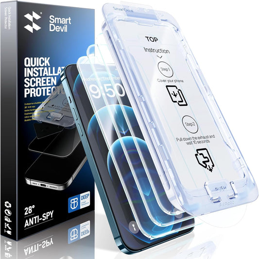 SMARTDEVIL 2 Pack Screen Protector for iPhone 12 Pro Max Tempered Glass, HD Clear Film, Easy Installation, Dust-Free & Bubble-Free (iPhone 12 Pro Max)