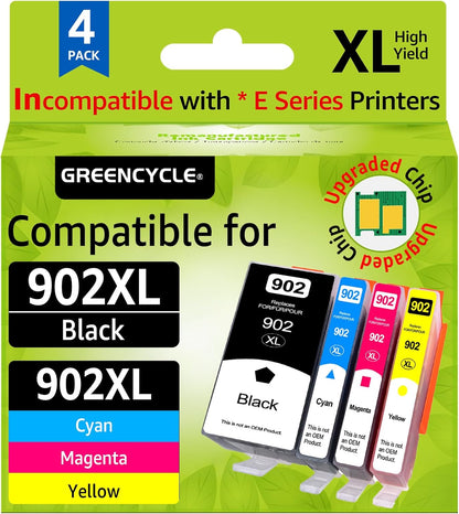 Upgraded 902XL Ink Cartridges Combo Pack Replacement for HP 902 902 XL Compatible with HP Officejet Pro 6968 6978 6970 Officejet 6950 6951 6962 Printer (1BK/1C/1M/1Y, 4 Pack)