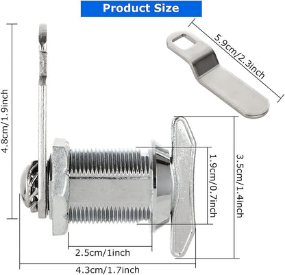 1" Thumb Operated Offset Cam Lock, 6Pcs Non-Locking Compartment Lock, RV Compartment Camper Storage Door, Vehicles, Cabinet Mailbox Drawer Replacement Cam Lock Silver