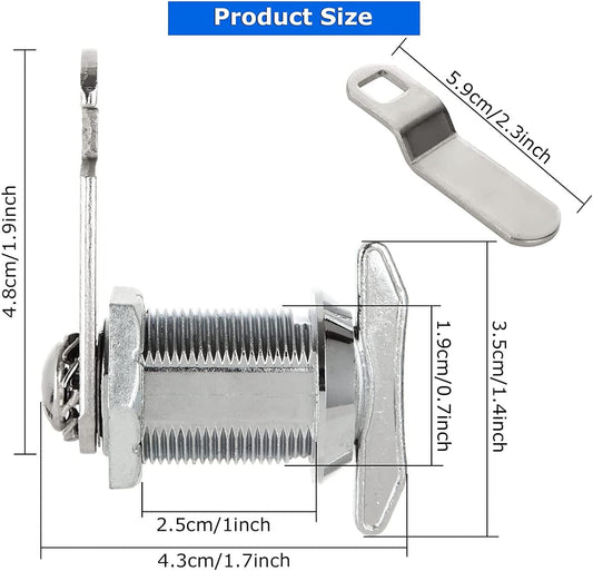 1" Thumb Operated Offset Cam Lock, 6Pcs Non-Locking Compartment Lock, RV Compartment Camper Storage Door, Vehicles, Cabinet Mailbox Drawer Replacement Cam Lock Silver