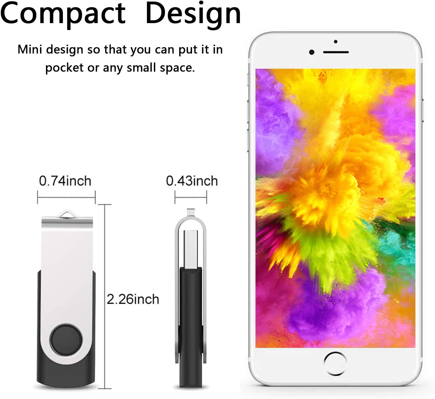 KOOTION 10 Pack 32GB Flash Drive USB 3.0 Thumb Drive USB Drives Jump Drives Keychain Memory Stick Black