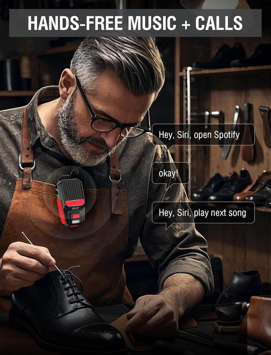 GBEAST Wearable Bluetooth Speaker with RGB/Flashlight, IPX6 Waterproof Clip-On Portable Speaker with 30H Playtime - Built-in Mic Hands-Free for Jobsite/Outdoor/Golf, TWS Portable Speakers (Red)