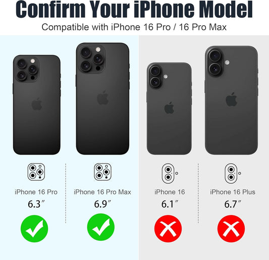 AGVEE 3+3 6 Pack for iPhone 16 Pro 6.3" / 16 Pro Max 6.9" Camera Lens Cover Protector, Bling Glitter & CD-Textured Metal Ring 9H Tempered HD Glass Camera Cover Protector Film, Glitter-Black