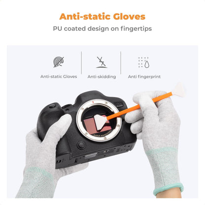 K&F Concept Full Frame Sensor Cleaning Kit, Mirrorless Camera Cleaner Kit - 20ml Sensor Cleaner, 10 X 24mm Double-Tipped Full Frame Sensor Cleaning Swabs & Gloves