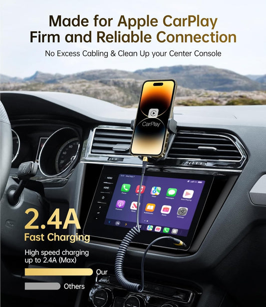 iPhone Charger Cable for Car, 2 Pack 5FT [Apple MFi Certified] Coiled Lightning Cable iPhone Charger Cord Compatible with iPhone 14/13/12/11 Pro Max/XS MAX/XR/XS/8/iPad/iPod/CarPlay-Gold