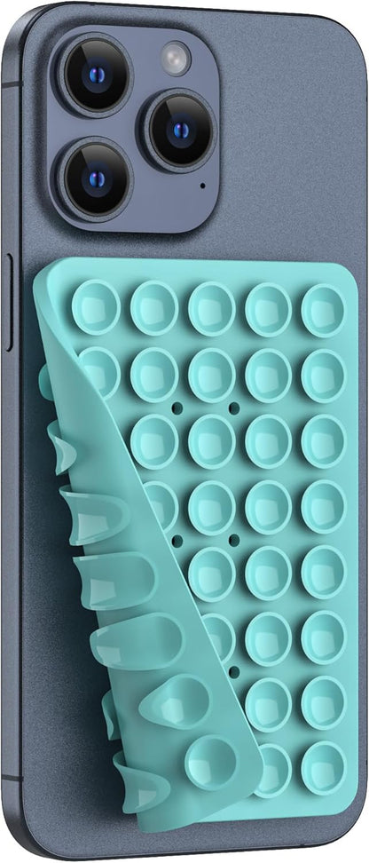 Silicone Double Sided Suction Phone Case Mount, Detachable Hands Free & Strong Grip Holder for Selfies & Videos, Compatible iPhone Android (Sky Blue, 1Pack)