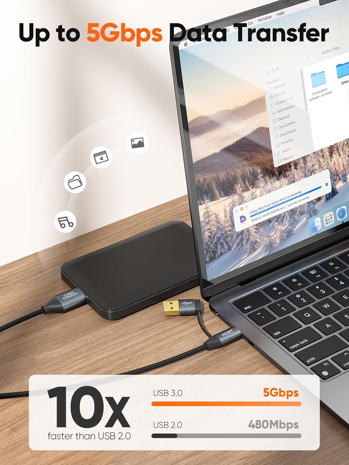 CableCreation USB C Hard Drive Cable 3FT, 5Gbps USB A/C to Micro B, USB 3.0 Cable Compatible with iPhone 15 Plus/15 Pro Max, WD, External Hard Drive, and Camera, Grey