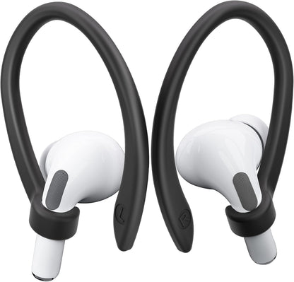 2 Pairs AirPods Ear Hooks for AirPods Pro 2, AirPods Pro, AirPods 4, 3, 2 & 1, Upgraded Anti Slip Sports Clip Hooks for AirPods 1, 2, 3, 4,Pro, Pro 2 – Black