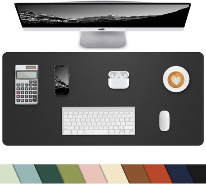 Leather Desk Pad Protector, Mouse pad,Office Desk mat,Computer and Laptop Mat, Non-Slip PU Leather Desk Blotter, Desktop Protector and Cover for Keyboard and Mouse(35.4"x17"Black)