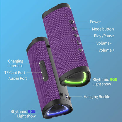 Vanzon Bluetooth Speakers V40 Portable Wireless Speaker V5.0 with 24W Loud Stereo Sound, TWS, 24H Playtime & IPX7 Waterproof, Suitable for Travel, Home&Outdoors,Hij-Purple