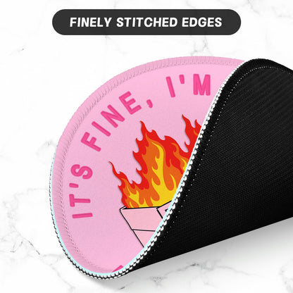 ITNRSIIET Round Mouse Pad with Stitched Edge Premium-Textured Waterproof Non-Slip Rubber Base Desktop Protection Mat Diameter 8.7 inches, Pink Cute Dumpster