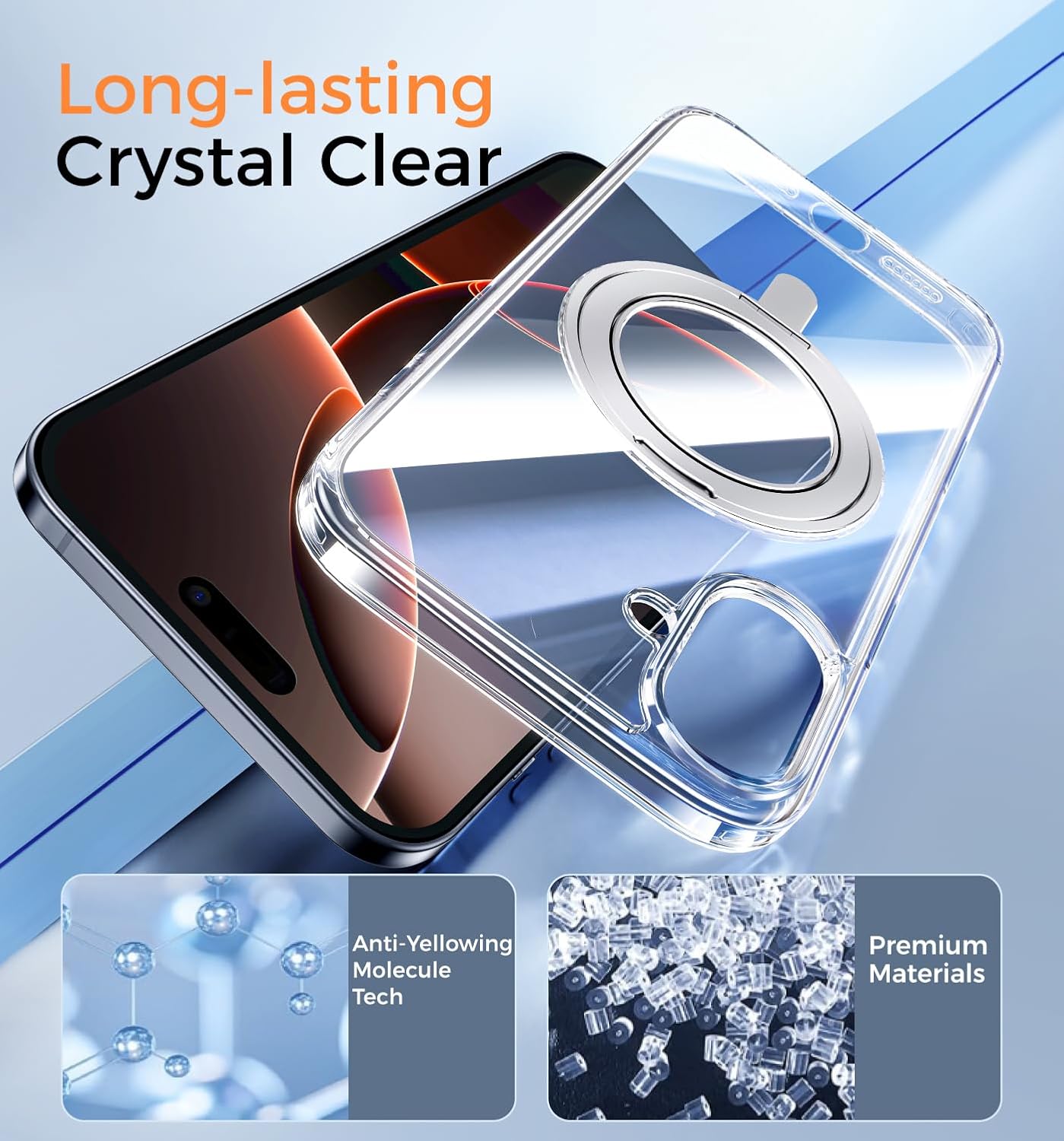 MAGIC JOHN 360° Rotatable Magnetic Invisible Stand for iPhone 16 Plus Case [Camera Control Button] [Compatible with MagSafe] 16FT Shockproof for iPhone 16 Plus Case 6.7'' with Kickstand, Clear