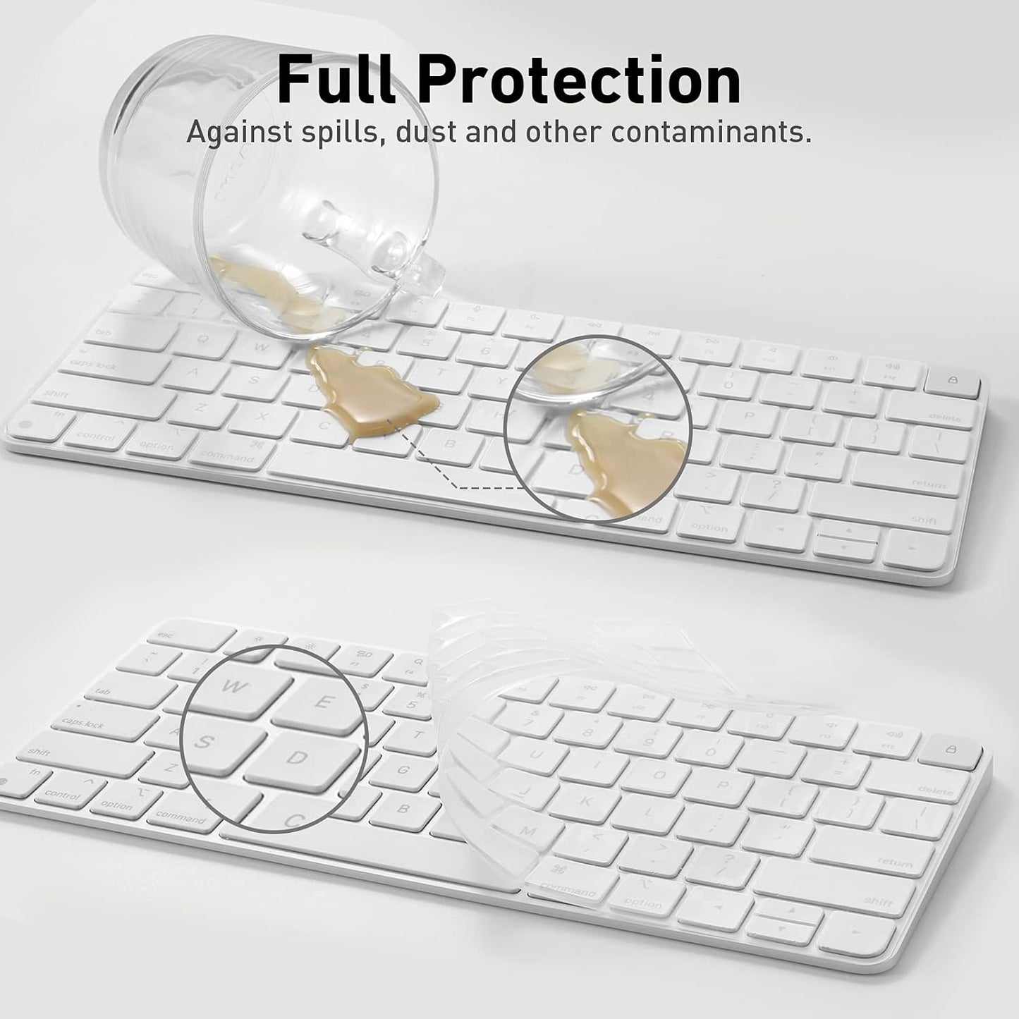 Allinside Silicone Keyboard Cover for iMac Magic Keyboard A2449/A2450, Protective Skin for iMac 24" Wireless Keyboard Released in 2021, US Layout, Transparent