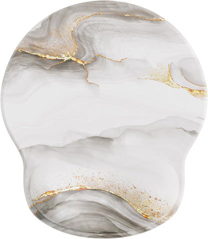 Ergonomic Mouse Pad Wrist Support, Comfortable Mouse Pad Wrist Rest, Relieve Wrist Pain Gel Mouse pad, Non-Slip Rubber Base Mousepad for Laptop, Computer(White Marble)