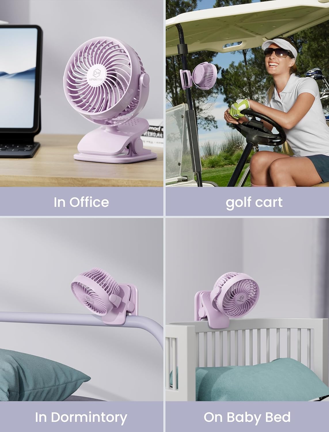 Shinebella AA Battery Powered Clip on Fan with 4-Speed, 5’’ Small Desk Fan with Aroma Function, USB Powered, 360°Rotation, Ultra Quiet, for Golf Cart, Stroller, Bedroom,Car(Batteries Not Included)