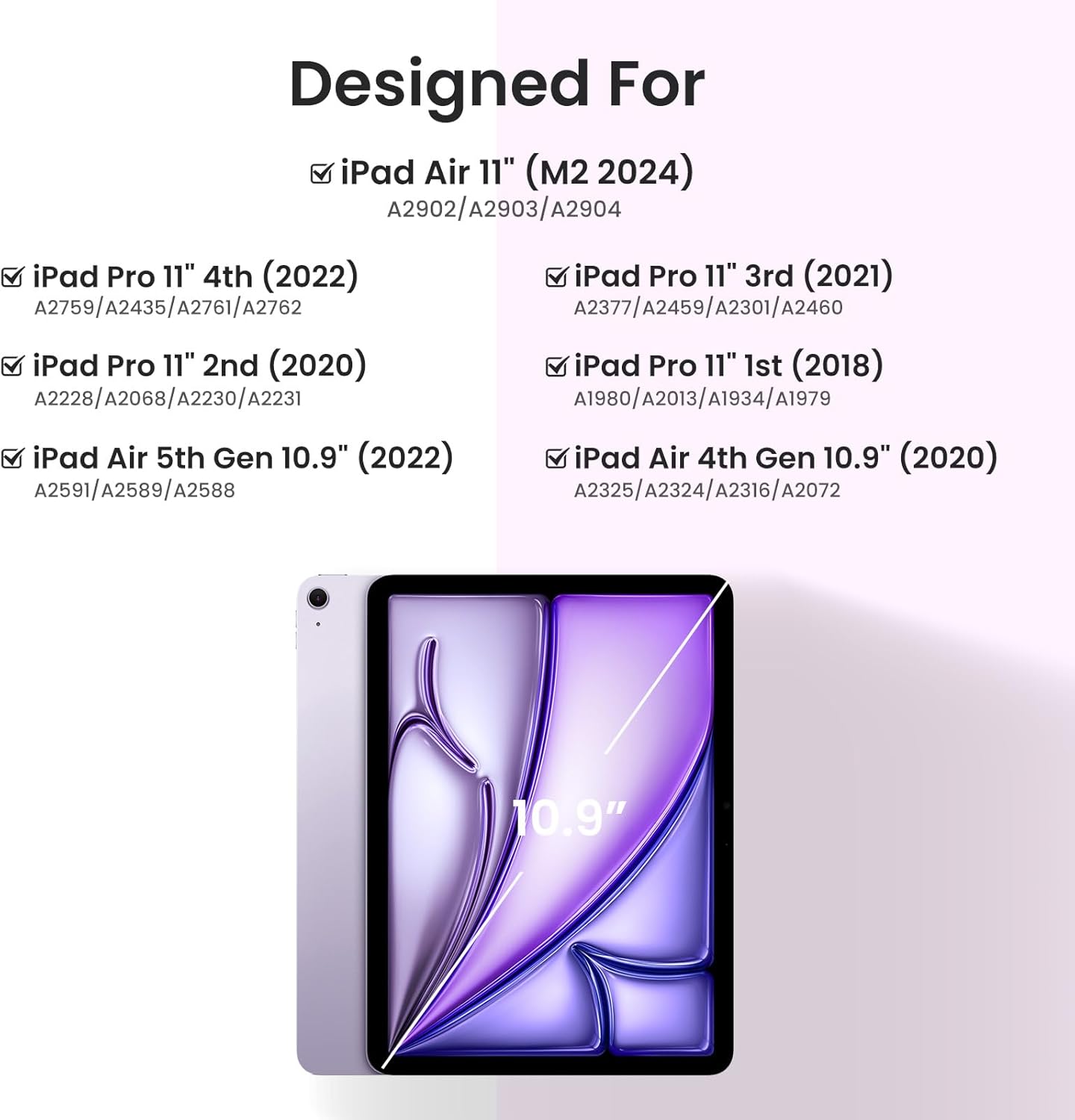 Magnetic Keyboard Case for iPad Air 5th 4th Generation 10.9 inch Pro 11 1st/2nd/3rd/4th, 7 Color Backlight BT Keyboard Folio with Pencil Holder 2022 2021 2020 2018(Purple)