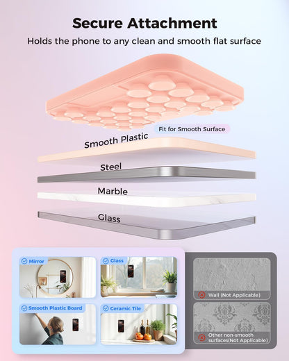 SUPERONE Magnetic Suction Phone Mount for MagSafe Case, Magnetic Silicone Sticky Phone Grip Holder for iPhone 16/15/14/13/12 Series, Hands-Free for Makeup/Selfie/Live Streaming/Vlog/TikTok - Clear