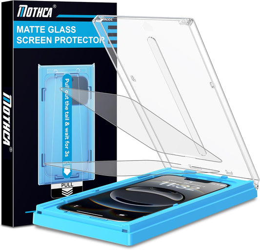 Mothca 2 Pack Matte Glass Screen Protector for iPhone 16e / iPhone 14 / iPhone 13/ iPhone 13 Pro 6.1" [Auto Fit Box Dust-Free] Full Coverage Anti-Glare & Anti-Fingerprint Tempered Glass,Smooth as Silk